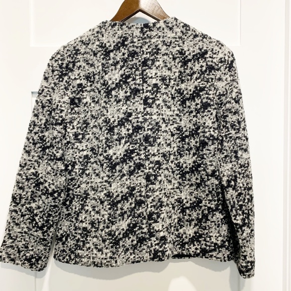 Ann Taylor Wool Blend Black White Full Zip Blazer - Picture 9 of 11